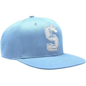 NWT STARTER Men's Light Blue Authentic Satin Flat Brim Embroidered Snapback